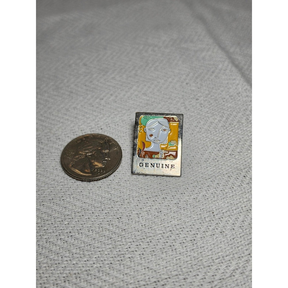 Starbucks "Genuine" silver‎ tone enamel lapel pin, part of the employee Green